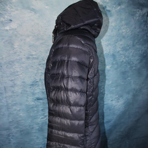 Andrew Marc Premium Down Packable Quilted Navy Hooded Full Zip Puffer Jacket ~S~ - Picture 5 of 12